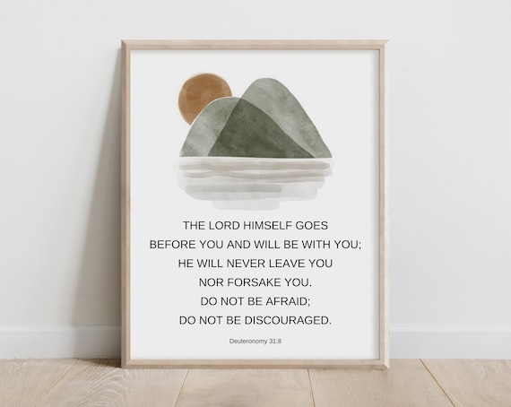 Deuteronomy 318 The Lord Himself Goes Before You And Will Be With Bible Verse Wall Art Christian Gift Scripture Print Watercolor