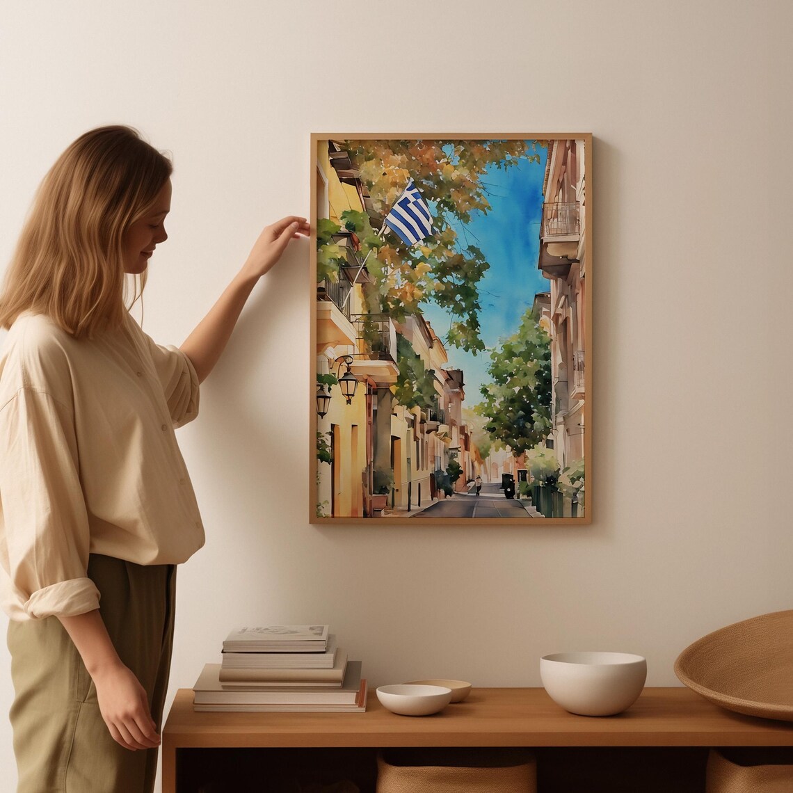 Athens Watercolor Painting Athens Art Print Athens Wall Art Travel Poster Travel Gift Art Print Unique Home Decor - Image 3