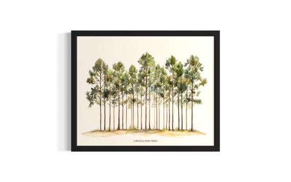 Loblolly Pine Trees Poster Art Print Living Room Wall Original Painting Artwork Decor