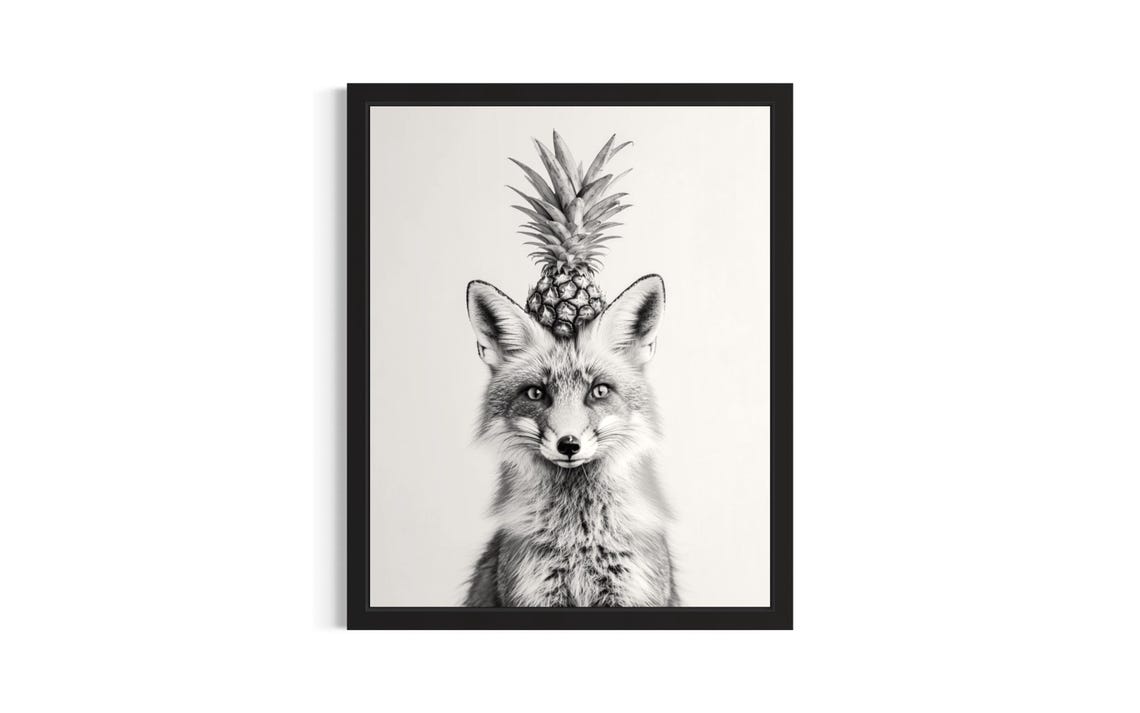 Red Fox Kitchen Animals Poster Art Print Wall Original Painting Artwork Decor