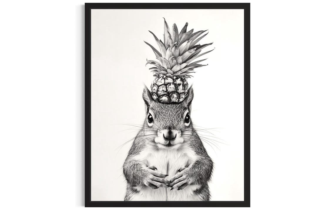 Squirrel Kitchen Animals Poster Art Print Wall Original Painting Artwork Decor