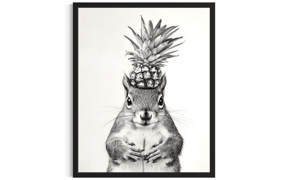 Squirrel Kitchen Animals Poster Art Print Wall Original Painting Artwork Decor