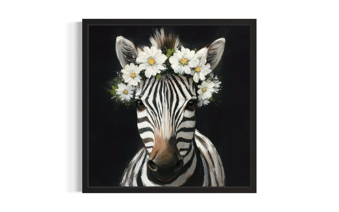 Zebra Nursery Animal Poster Art Print Living Room Wall Original Painting Artwork Decor