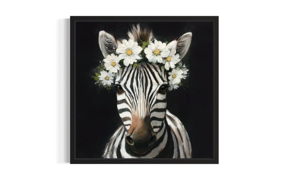 Zebra Nursery Animal Poster Art Print Living Room Wall Original Painting Artwork Decor