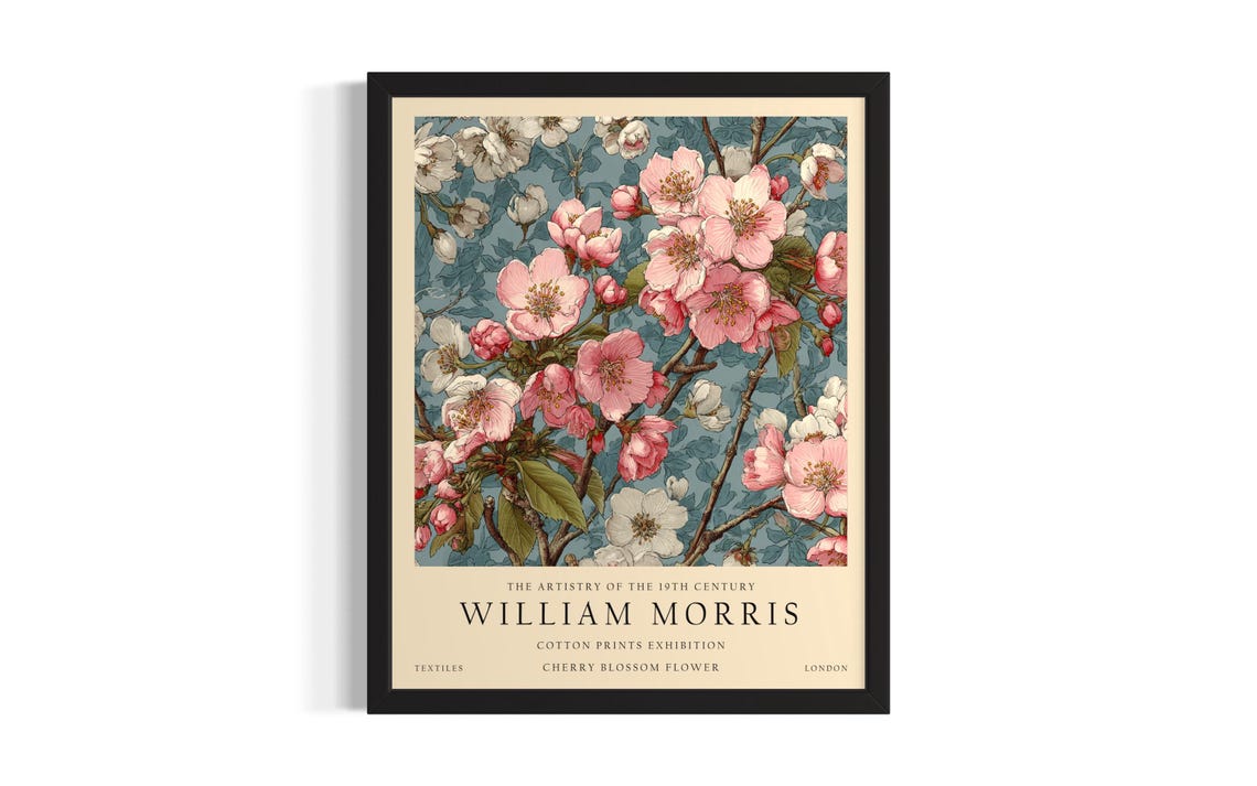 Cherry Blossom William Morris Cotton Prints Exhibition Poster