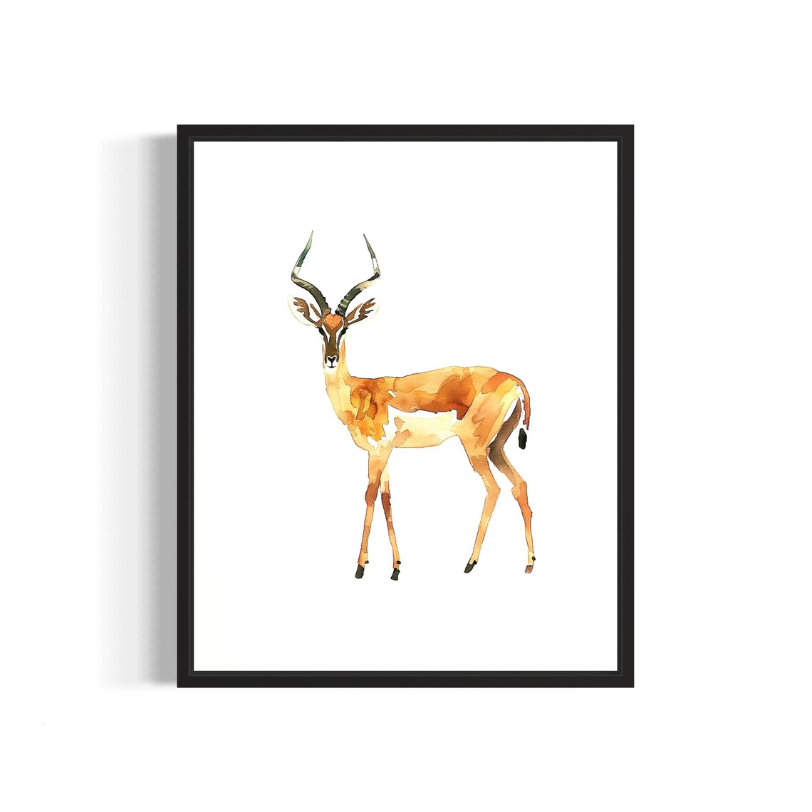 Elegant Impala With Signature Lyre Horns Watercolor Wildlife Poster