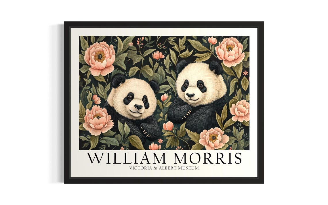 Panda Morris Animals Poster Art Print Living Room Wall Original Painting Artwork Decor