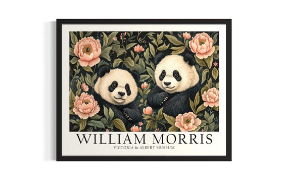 Panda Morris Animals Poster Art Print Living Room Wall Original Painting Artwork Decor