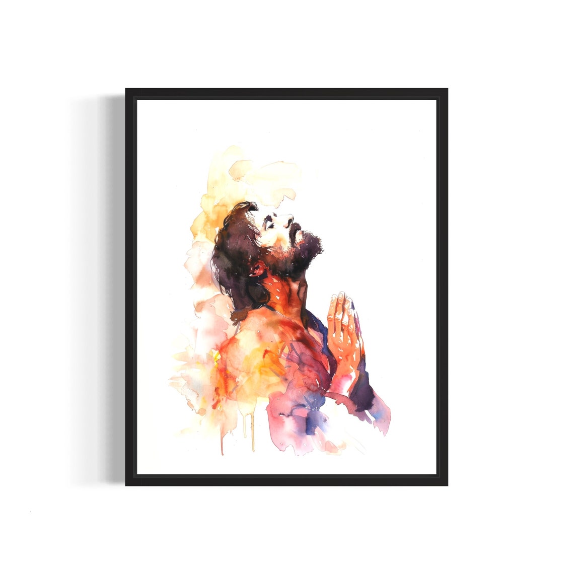 Jesus Kneeling in Prayer at Gethsemane Religious Christian Art Poster
