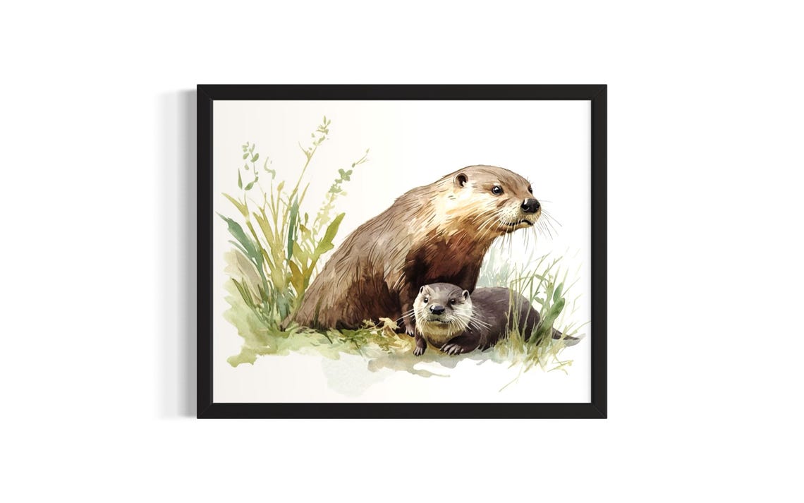 Black Bear and Red Cardinal Minimalist Watercolor Wildlife Art Poster