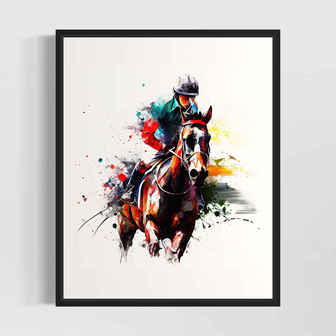 Horse Racing Jockey Watercolor Galloping Speed Race Art Poster