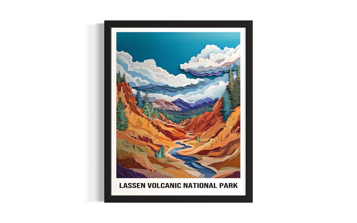 Lassen Volcanic National Park Red Volcanic Canyon Stream Art Poster