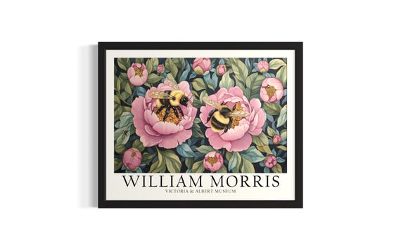 Bees William Morris Animal Poster Art Print Living Room Wall Original Painting Artwork Decor