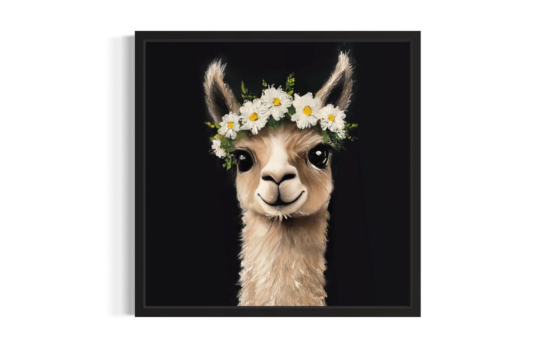 Llama Nursery Animal Poster Art Print Living Room Wall Original Painting Artwork Decor