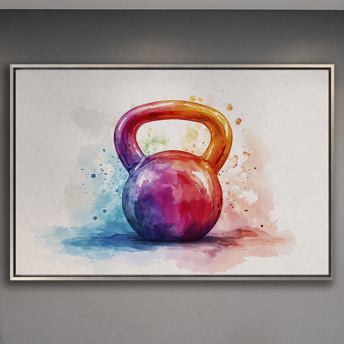 Watercolor Kettlebell In Purple And Red Tones Gym Fitness Art Poster