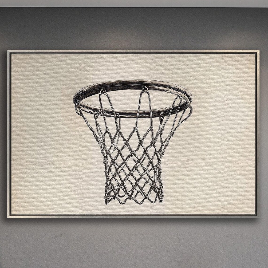 Basketball Hoop Pencil Sketch Black And White Sports Decor Poster