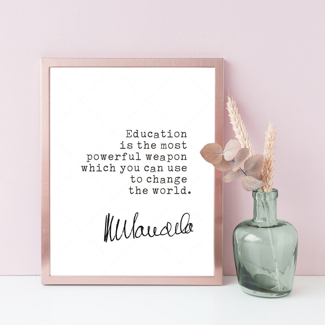 Nelson Mandela Education Most Powerful Weapon Quote Print Wall Art - Image 4