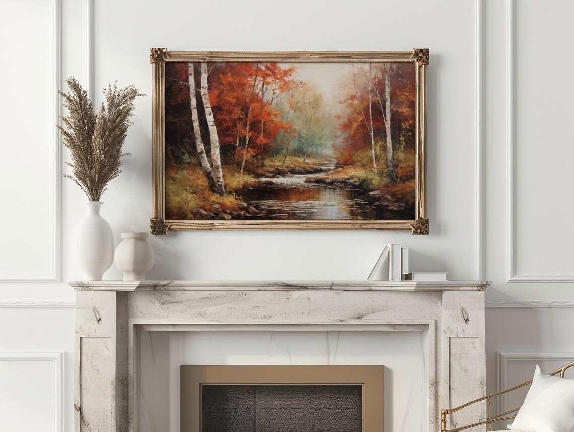 Autumn Forest Vintage Fall Landscape Art Print - Image 3