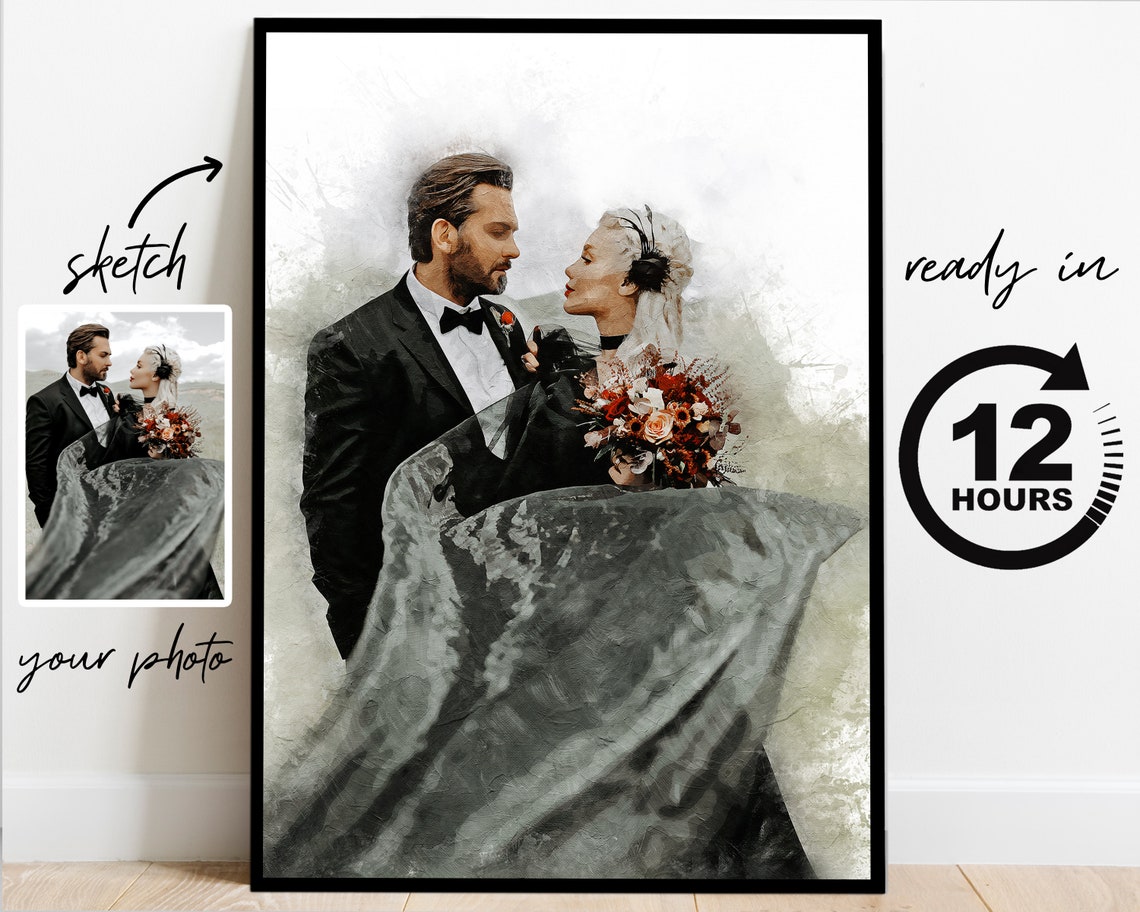 Watercolor From Photo Custom Portrait From Photo Drawing Illustration Custom Watercolor Couple Portrait Watercolor Painting Christmas Gift - Image 2