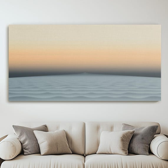 Minimalist Landscape Abstract Art Soft Grey And Pale Yellow Horizon Muted Blending Open Space Tranquil Modern Wall Canvas Gift For Home