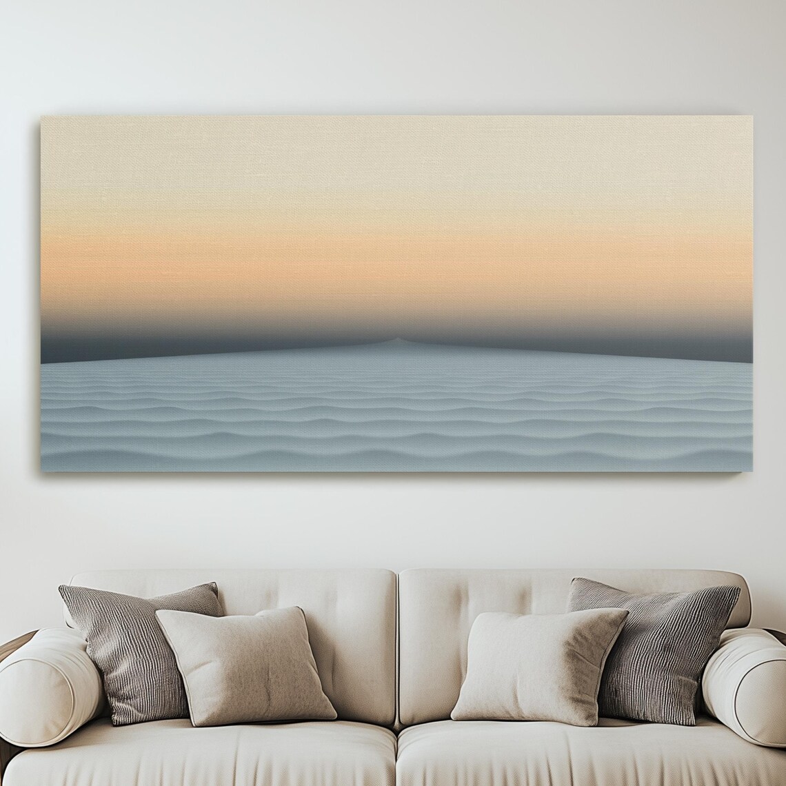 Minimalist Grey Pale Yellow Ocean Horizon Calm Abstract Poster