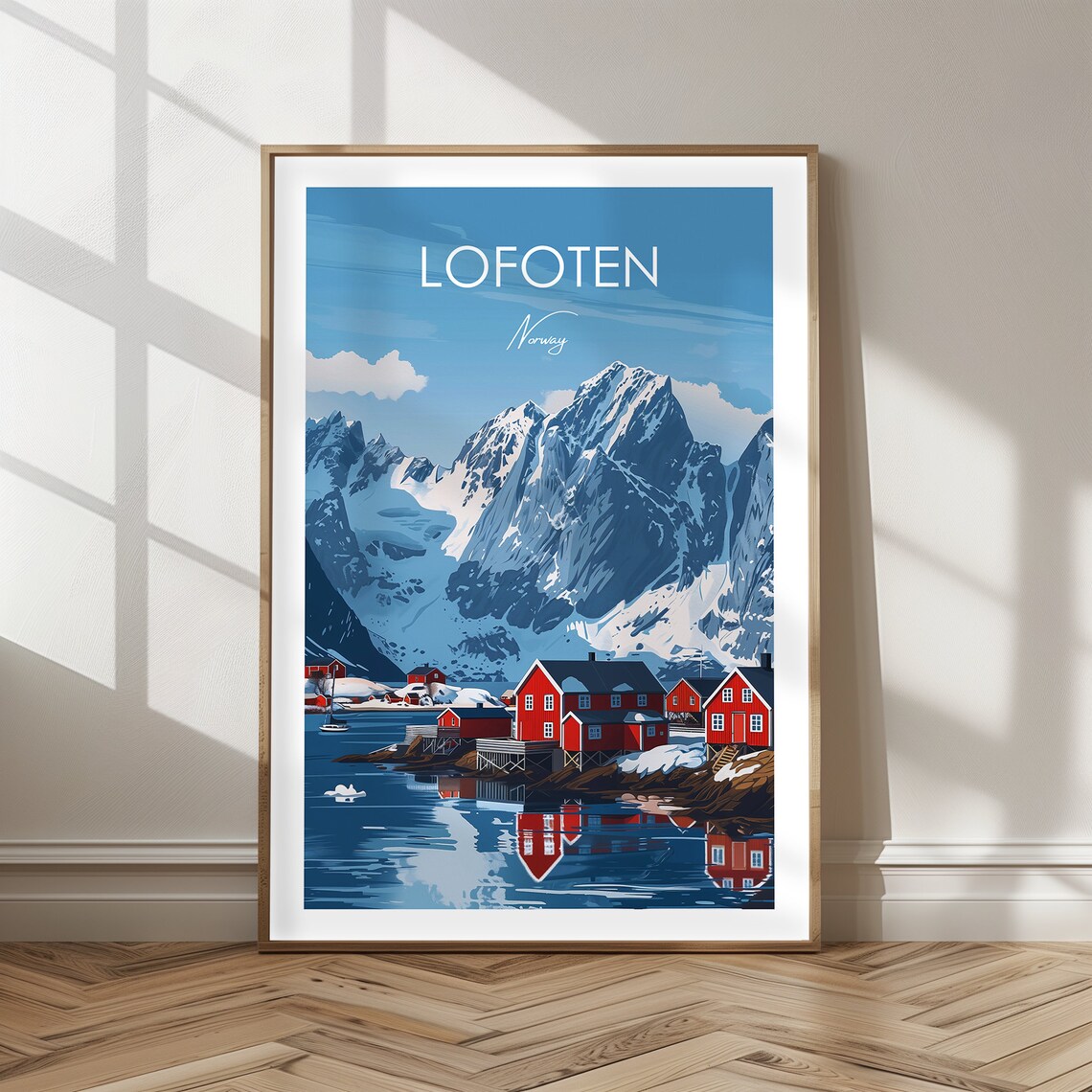 Lofoten Norway Travel Poster, Traditional Wall Art
