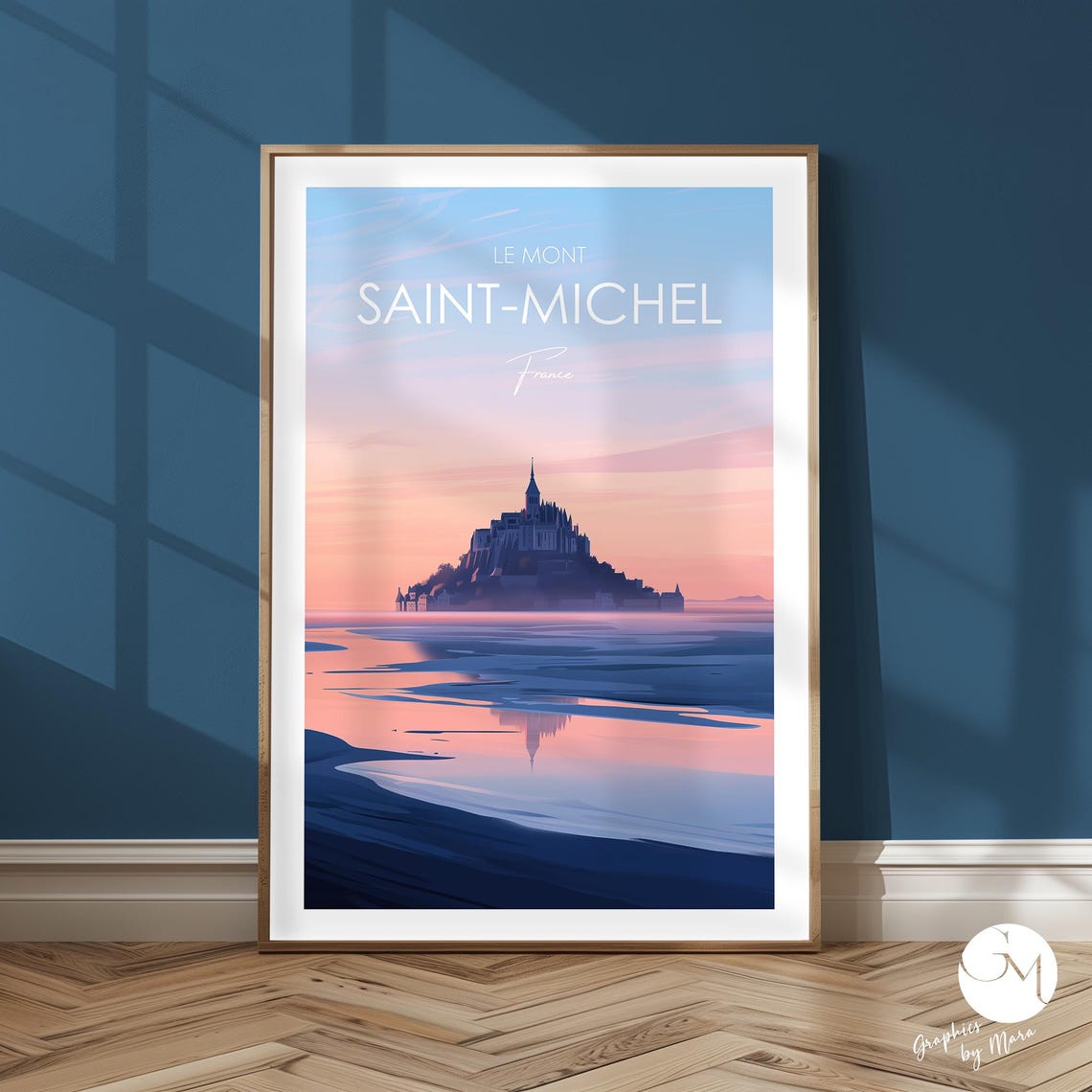 Le Mont Saint-Michel France Dusk Tidal Island Coastal Travel Poster