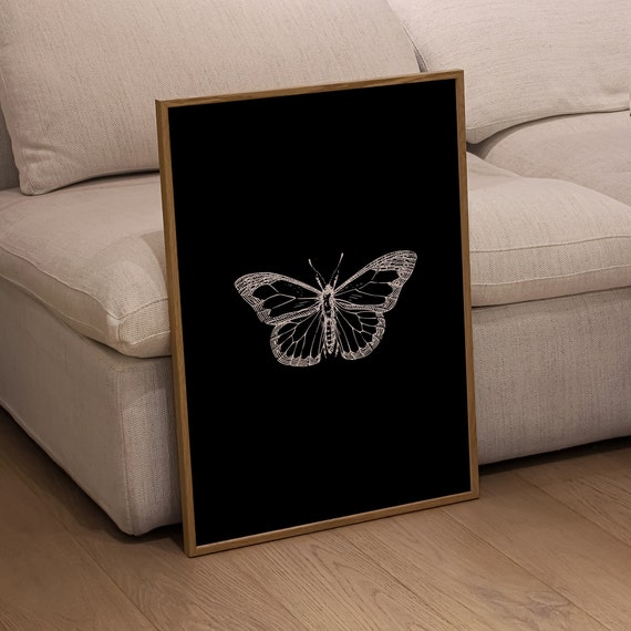 Trendy Posters Butterfly Wall Art Aesthetic Art Prints Trendy Prints Preppy Dorm Decor Boho Prints Black And White Prints