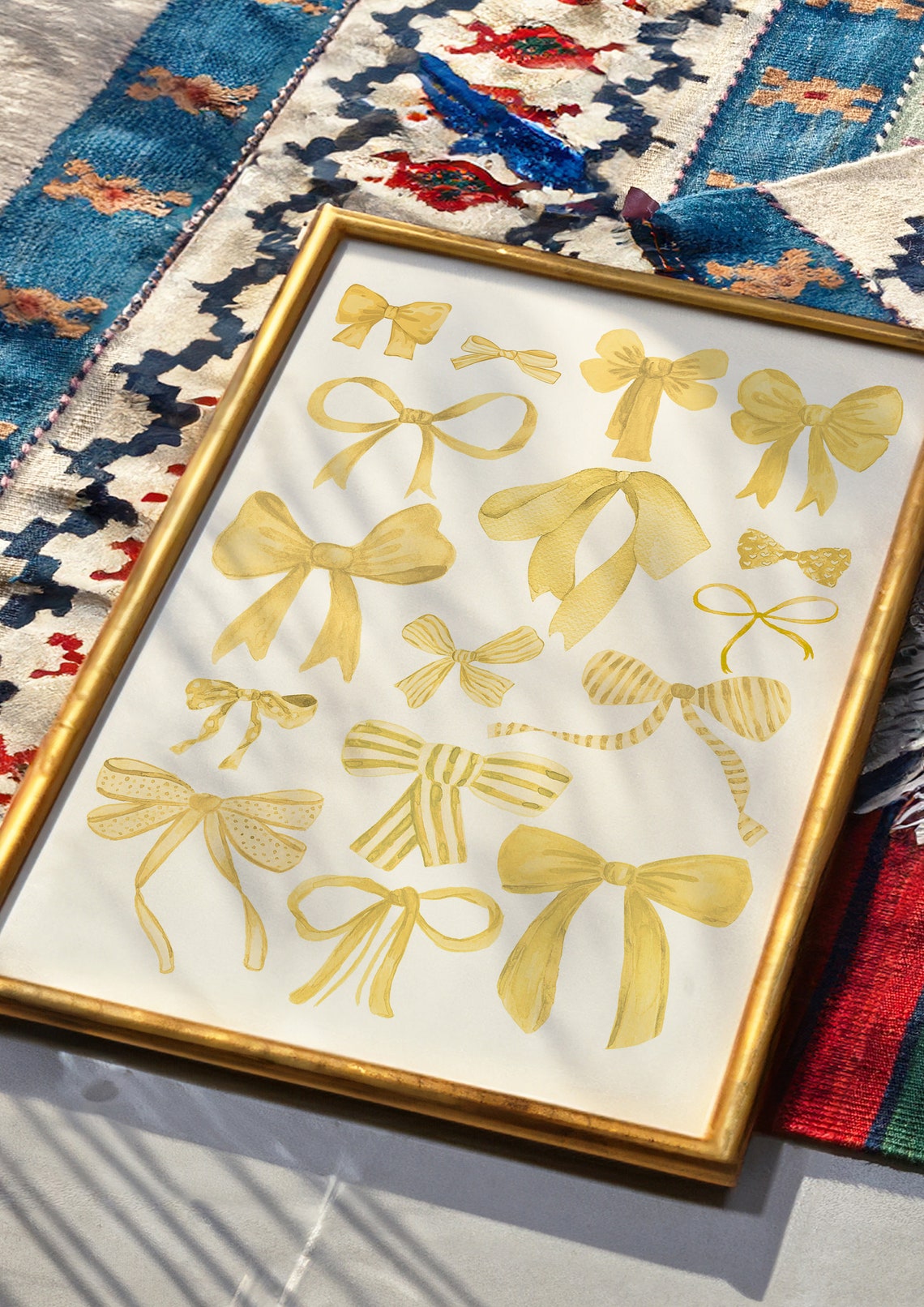 Sunny Yellow Ribbon Bow Collage Coquette Watercolor Aesthetic Poster