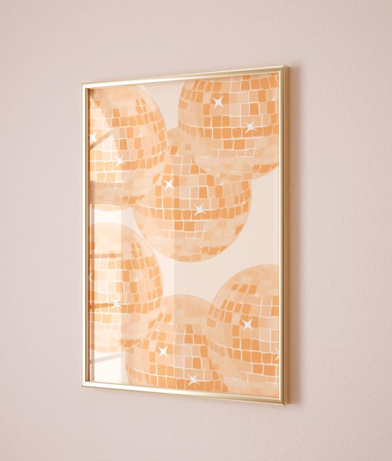 Disco Wall Art Orange Prints Wall Art Girly Wall Decor Dorm Bedroom Posters Aesthetic Art Preppy Wall Art Funky Poster