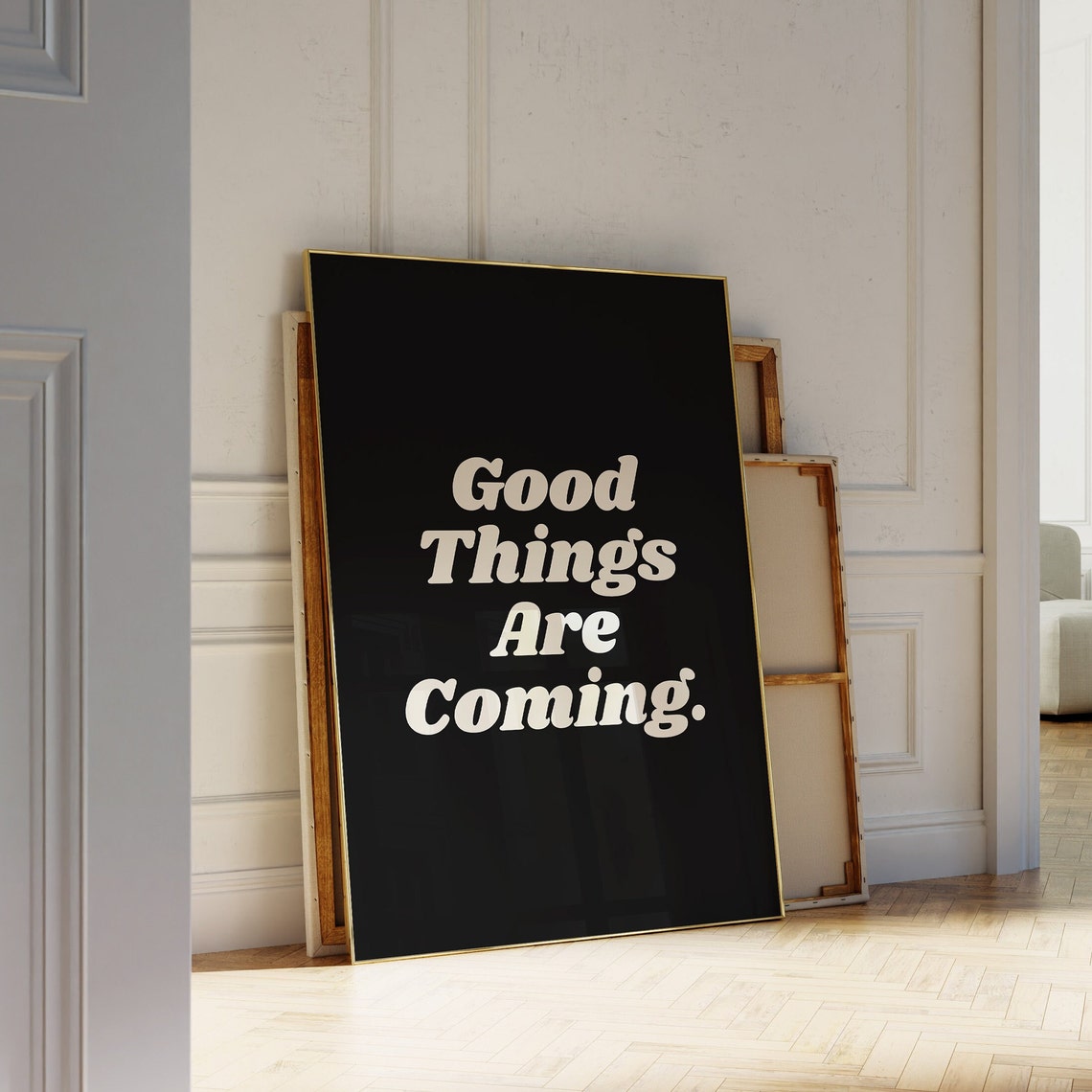 Good Things Are Coming Retro Typography Black and White Quote Poster - Image 3