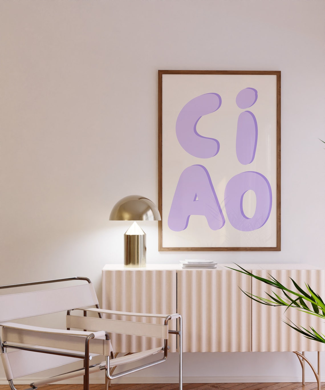 Ciao Lavender Purple Bubble Letters Italian Retro Typography Wall Art - Image 2