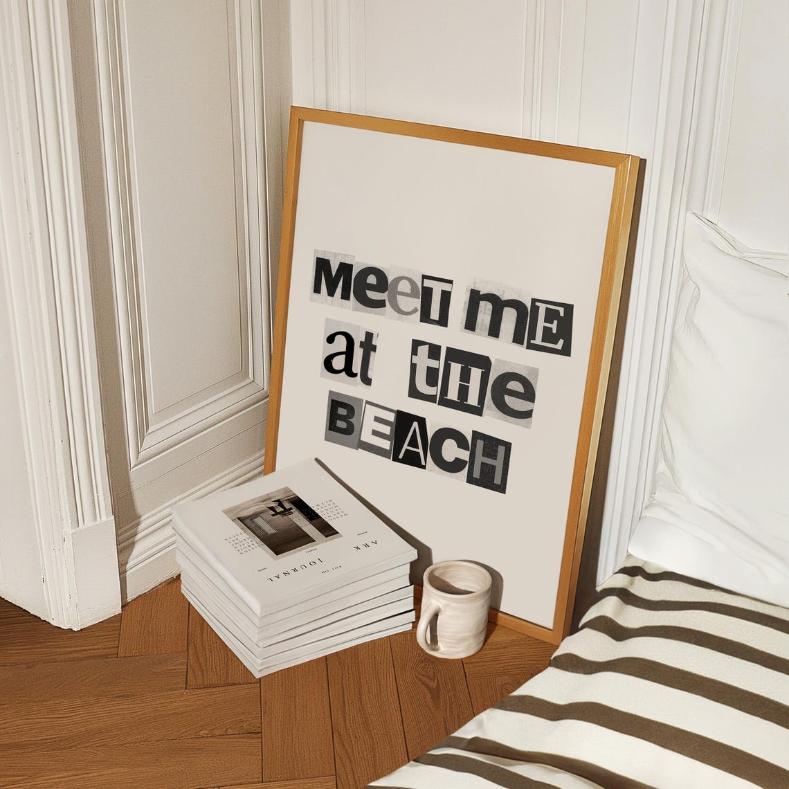 Meet Me At The Beach Ransom Letter Typography Summer Art Poster - Image 2