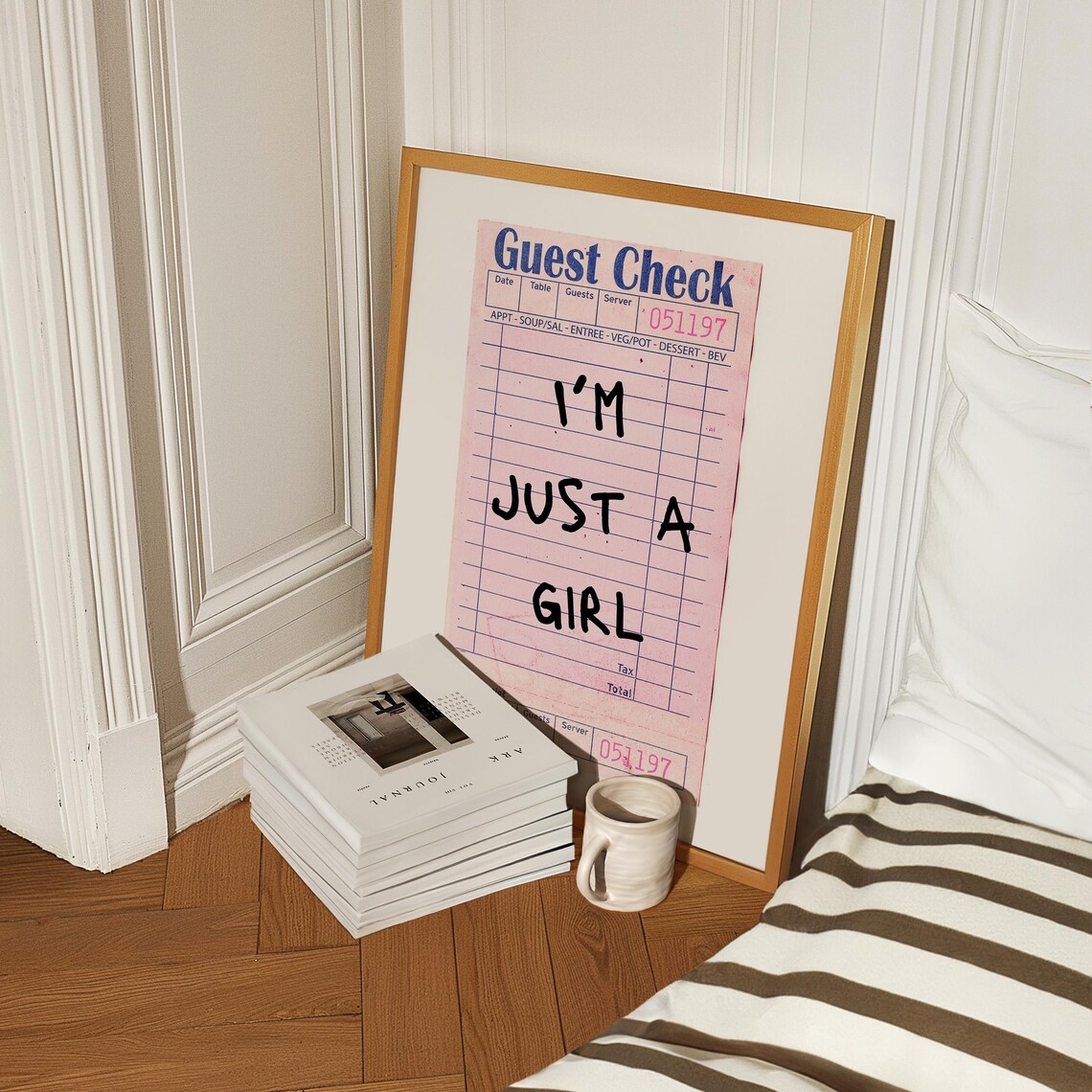 I'm Just A Girl Pink Guest Check Receipt Vintage Diner Wall Art - Image 4
