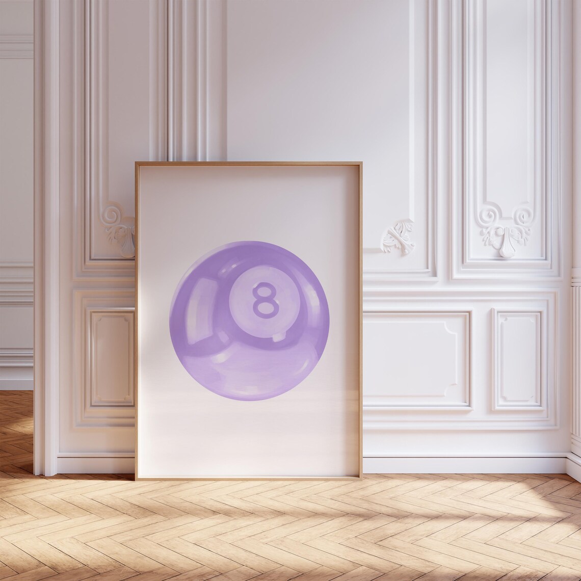 Lilac Purple 8 Ball Soft Watercolor Preppy Trendy Wall Poster - Image 4