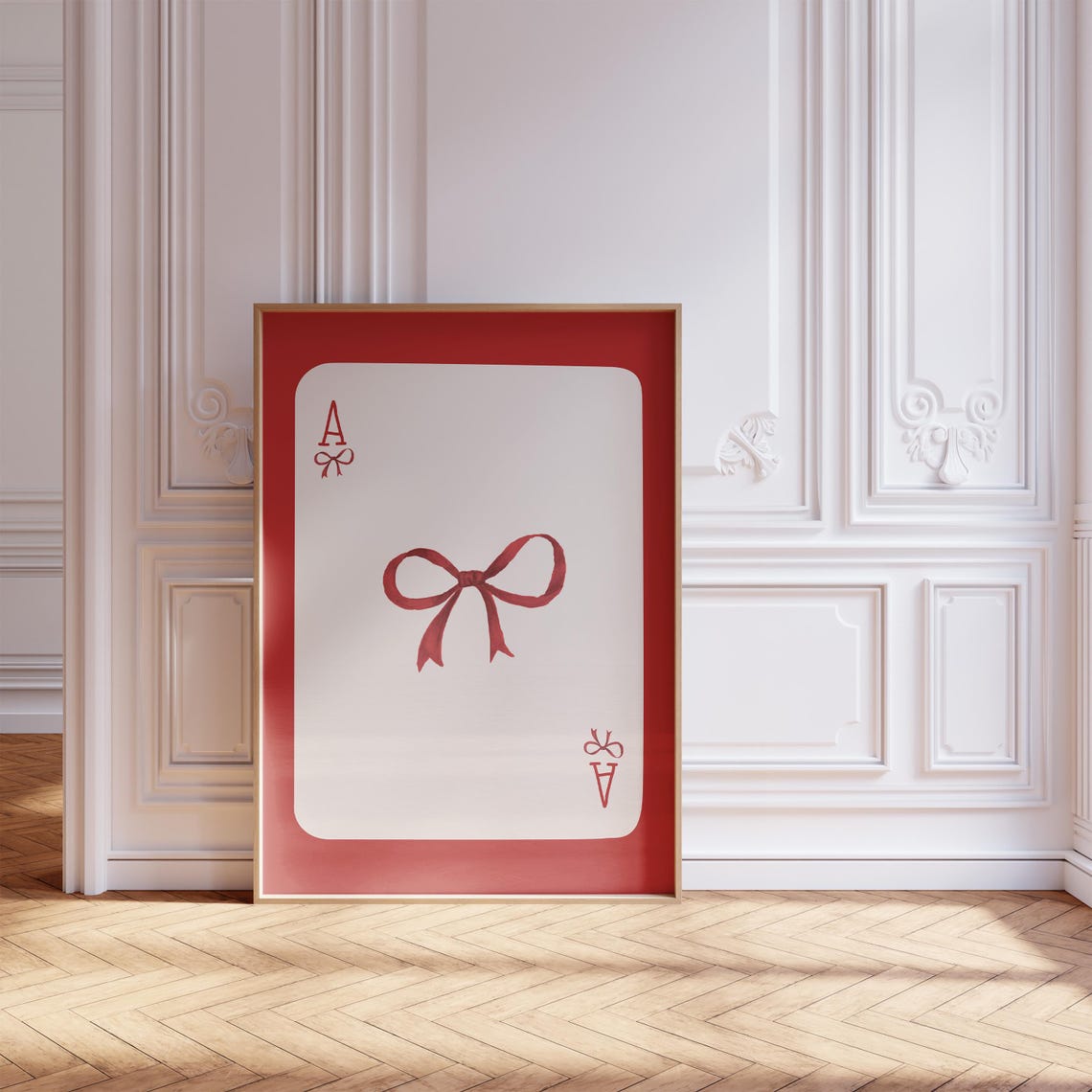 Red Bow Playing Card Ace Coquette Cherry Ribbon Trendy Poster - Image 2