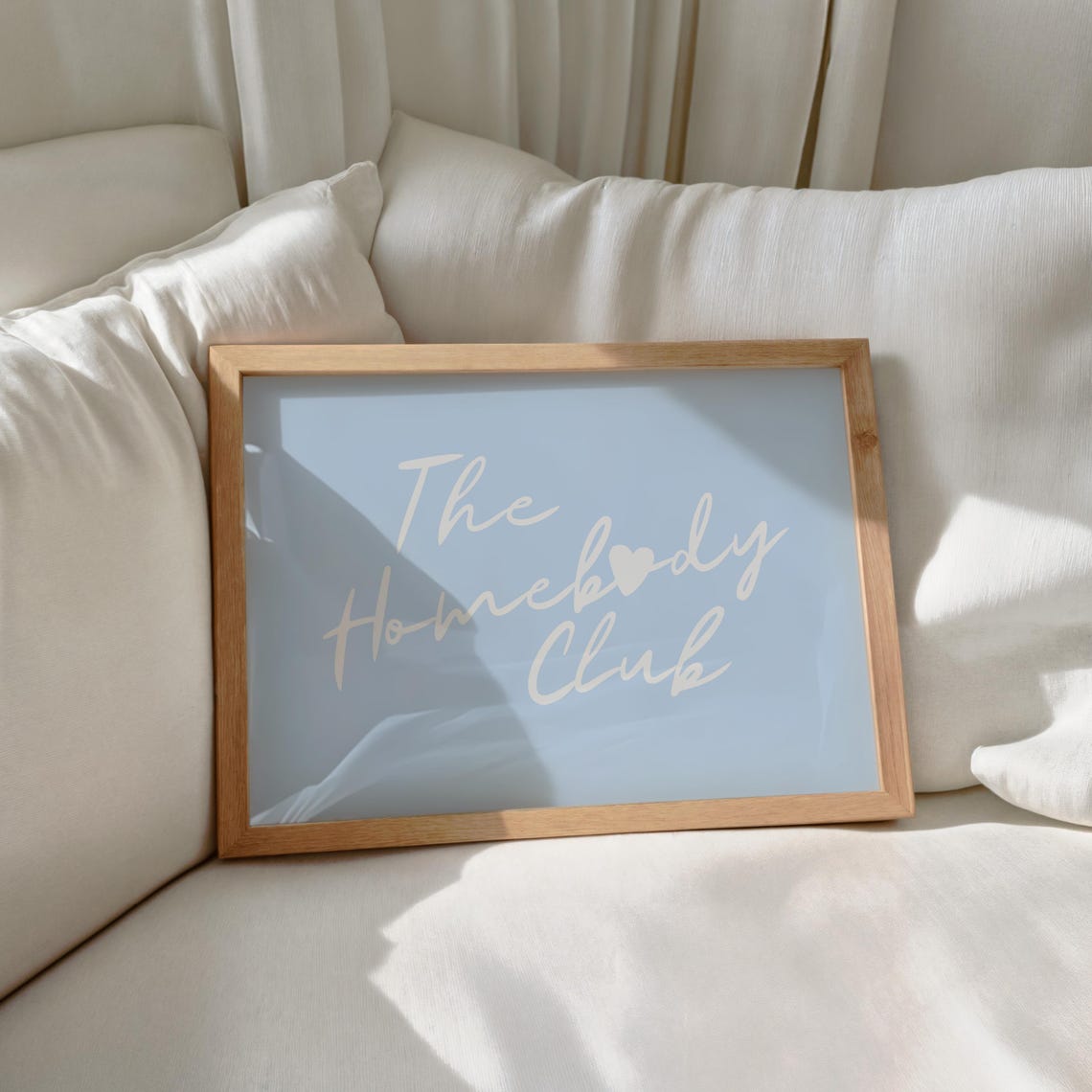 The Homebody Club Script Light Blue Cozy Night In Wall Decor Poster