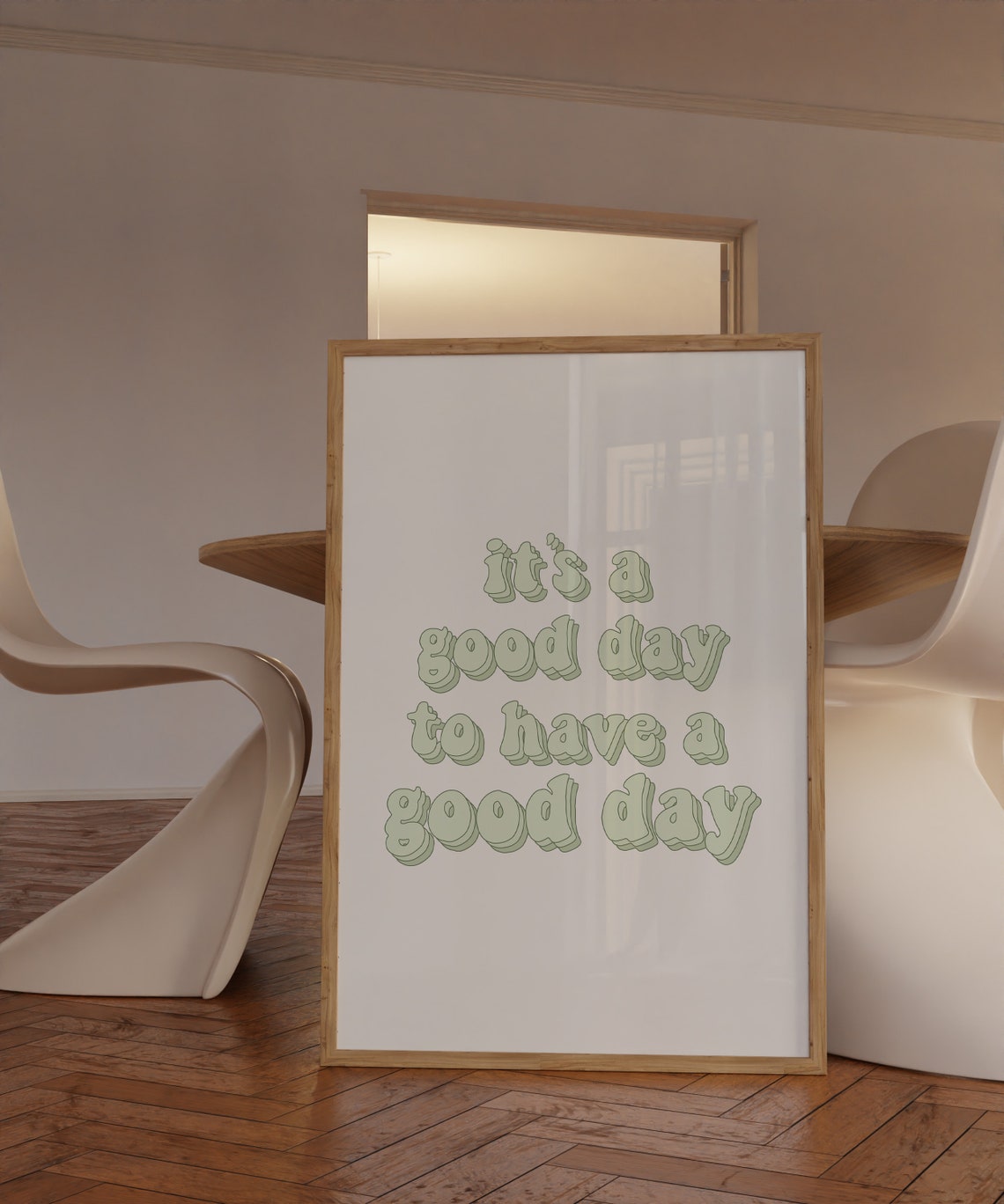 Good Day Green Bubble Letter Positive Quote Wall Poster Office Decor - Image 2