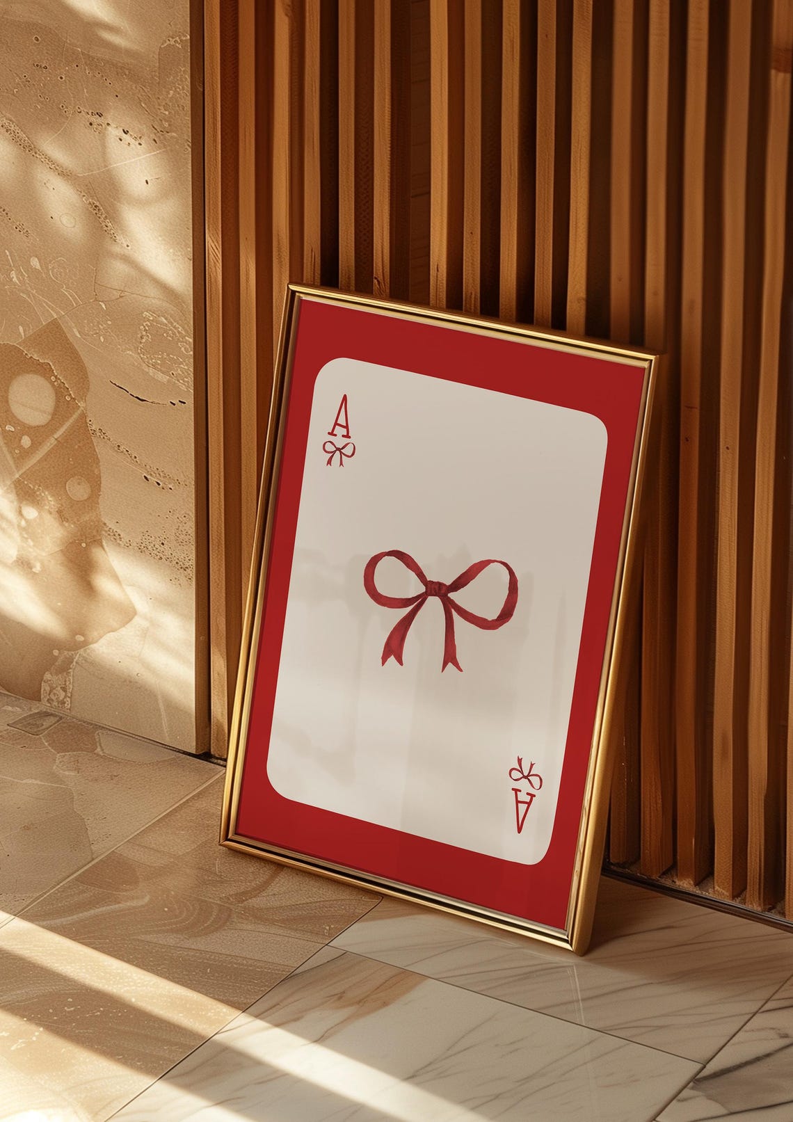 Red Bow Playing Card Ace Coquette Cherry Ribbon Trendy Poster - Image 3