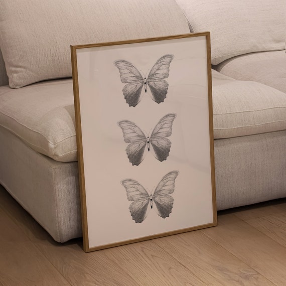 Butterfly Wall Art Yk2 Art Prints Trendy Prints Preppy Dorm Decor Trendy Art Prints Funky Print Yk2 Wall Art Preppy Art