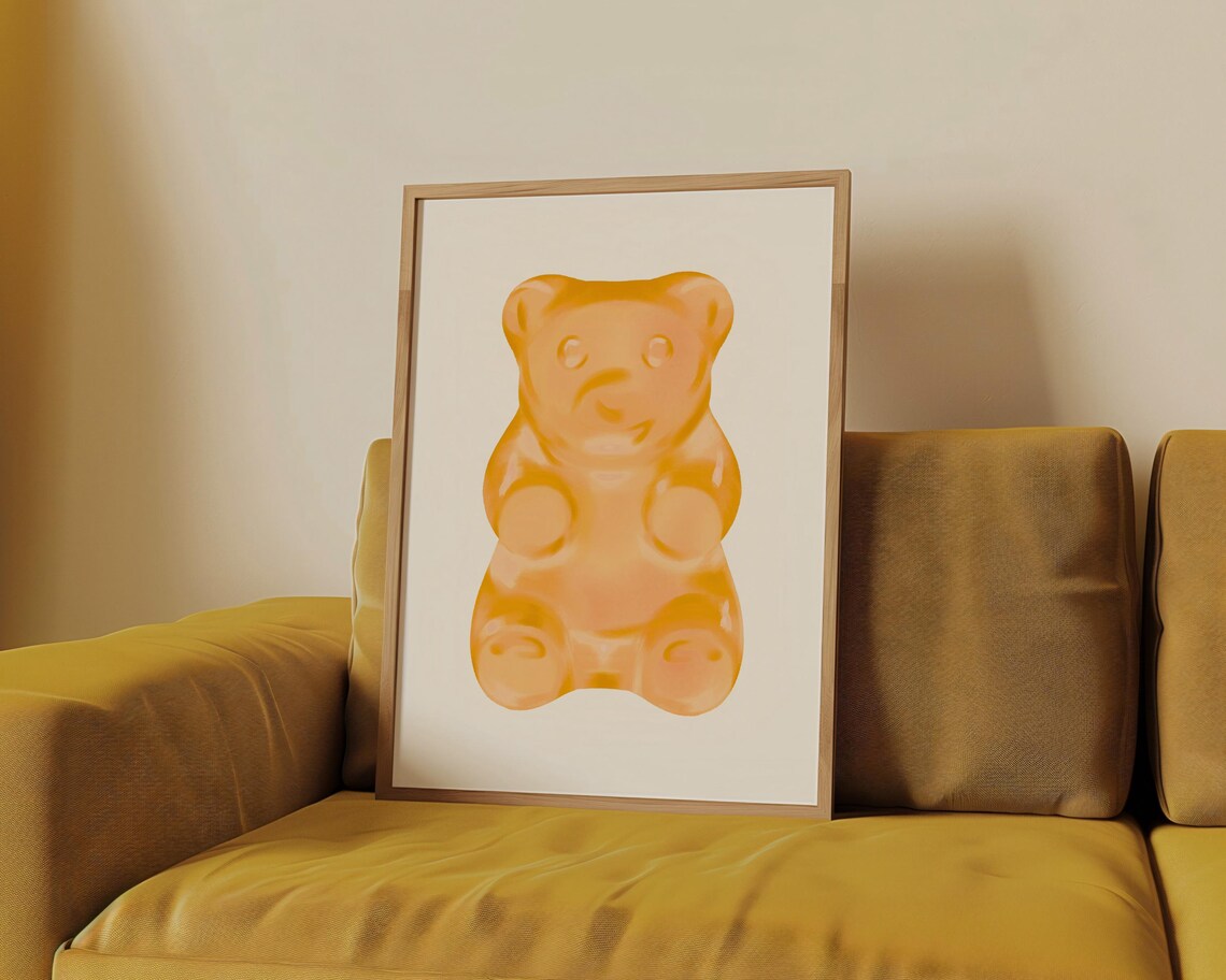 Gummy Bear Orange Wall Art, Trendy Coquette Print
