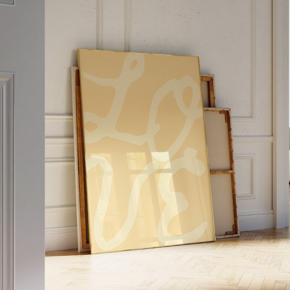 Mustard Yellow Love Script Typography Warm Trendy Room Decor Poster - Image 2