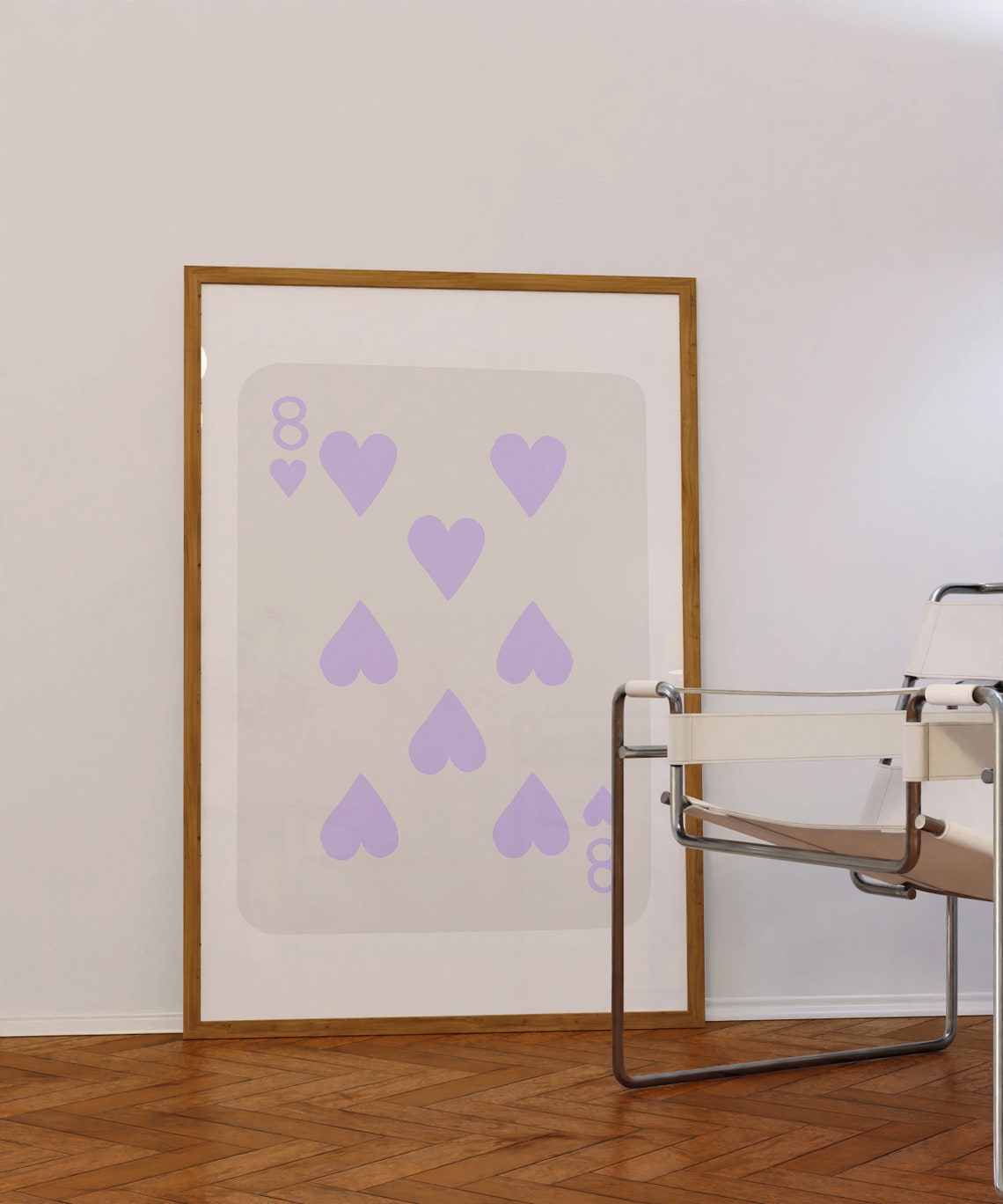 Lavender 8 of Hearts Playing Card Minimalist Preppy Pastel Wall Poster - Image 2