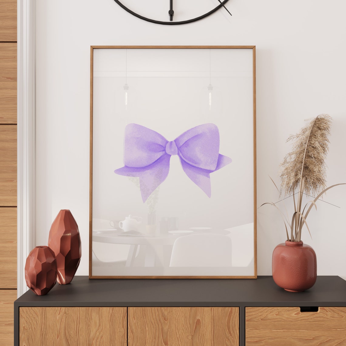 Purple Watercolor Bow Single Lilac Coquette Bedroom Wall Art - Image 3