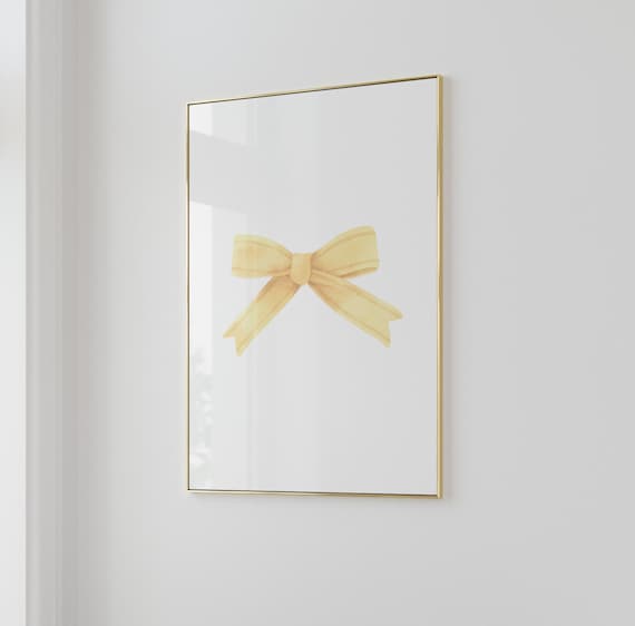 Yellow Watercolor Ribbon Bow Balletcore Coquette Girly Art Print