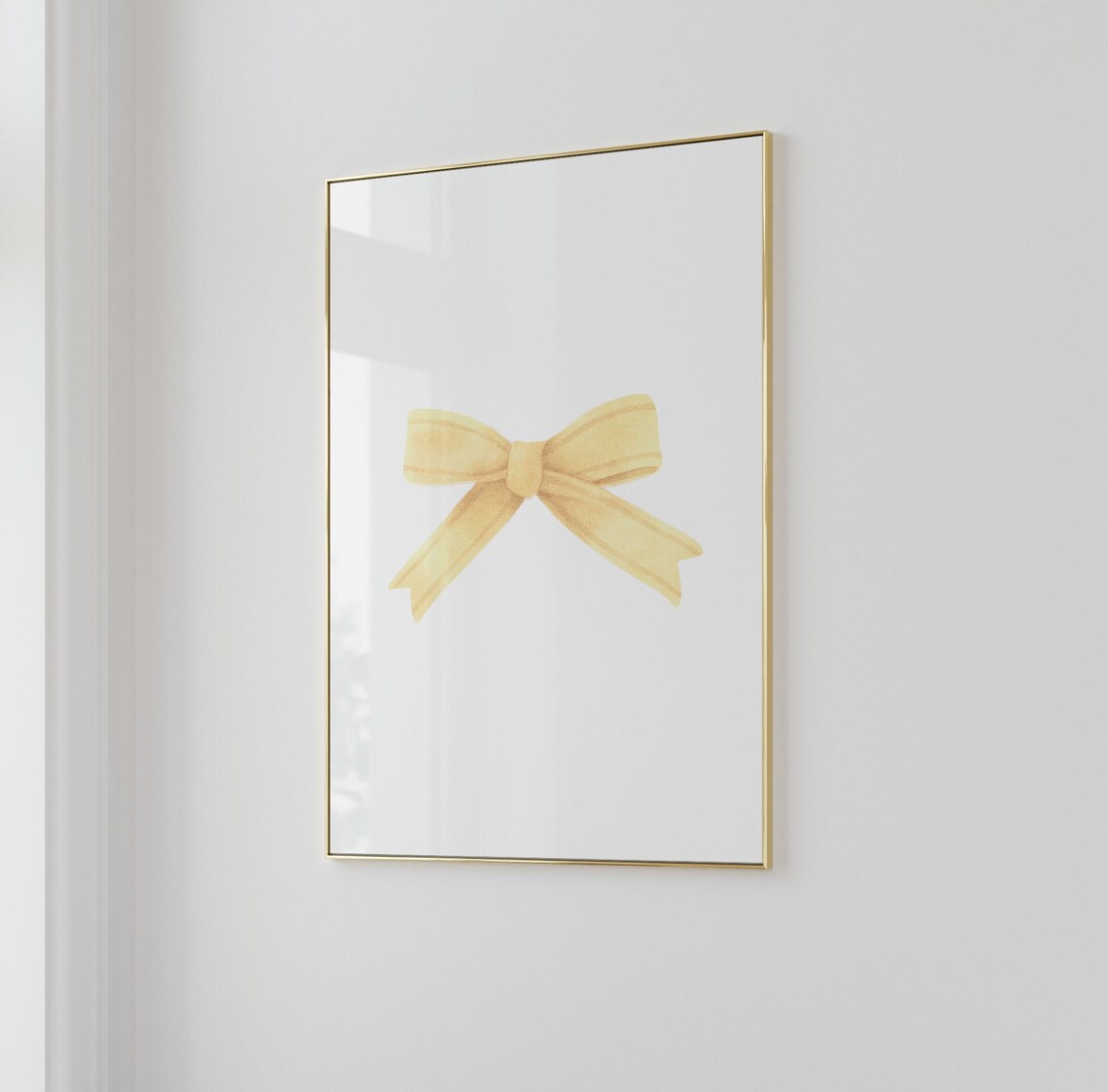 Yellow Watercolor Ribbon Bow Balletcore Coquette Girly Art Print