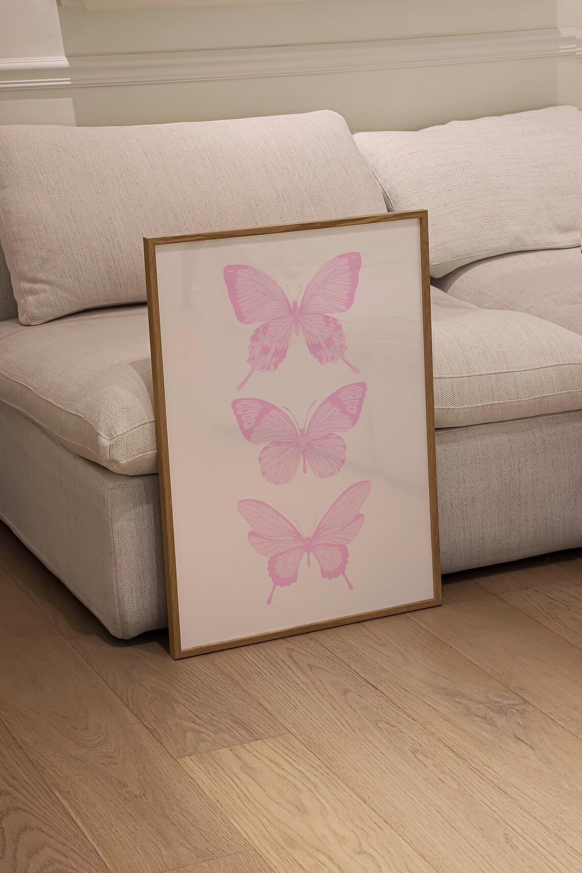 Butterfly Preppy Pink Trendy Wall Art Print - Image 3