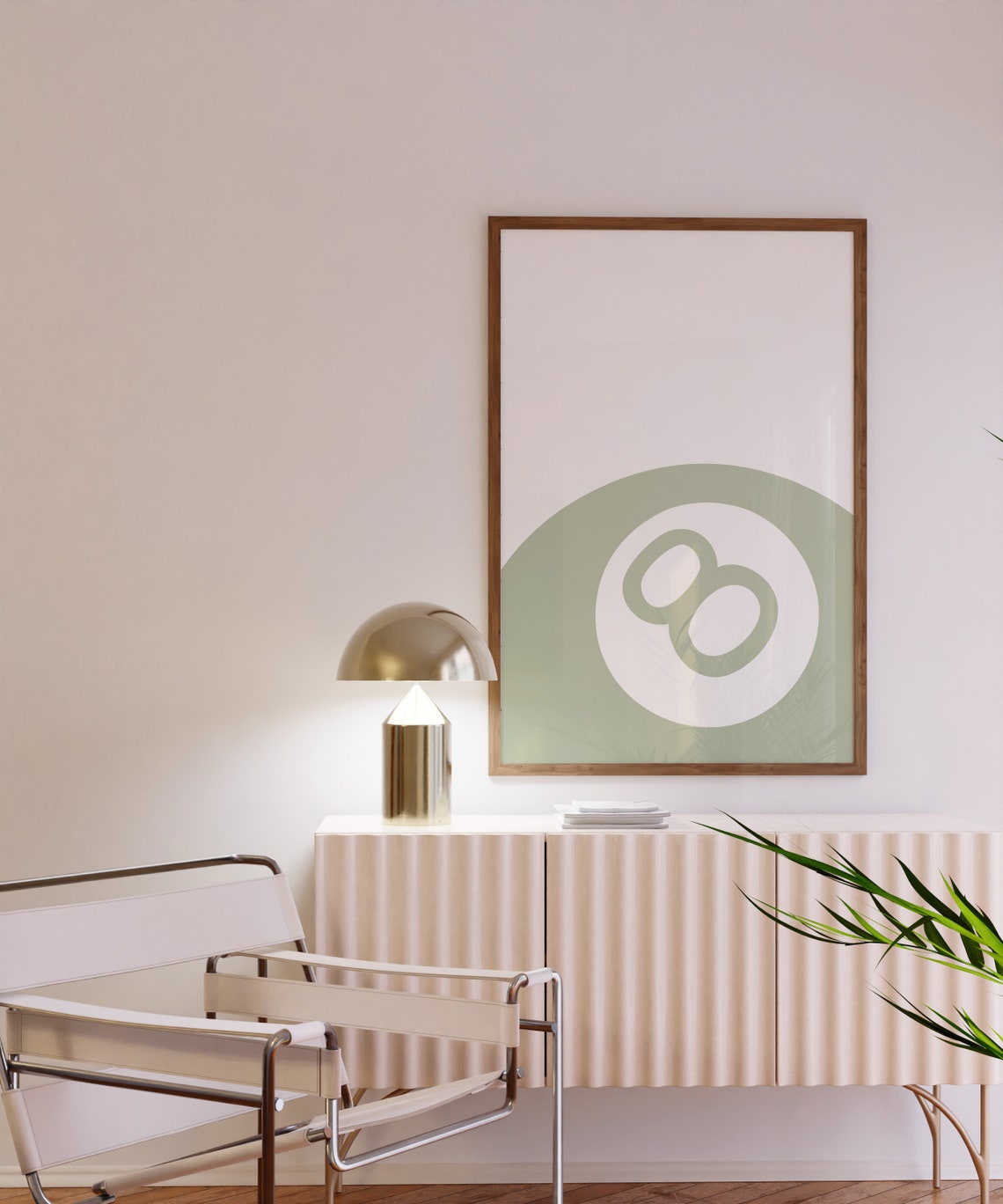 Sage Green Lucky 8 Ball Minimalist Trendy Pool Hall Wall Poster - Image 2