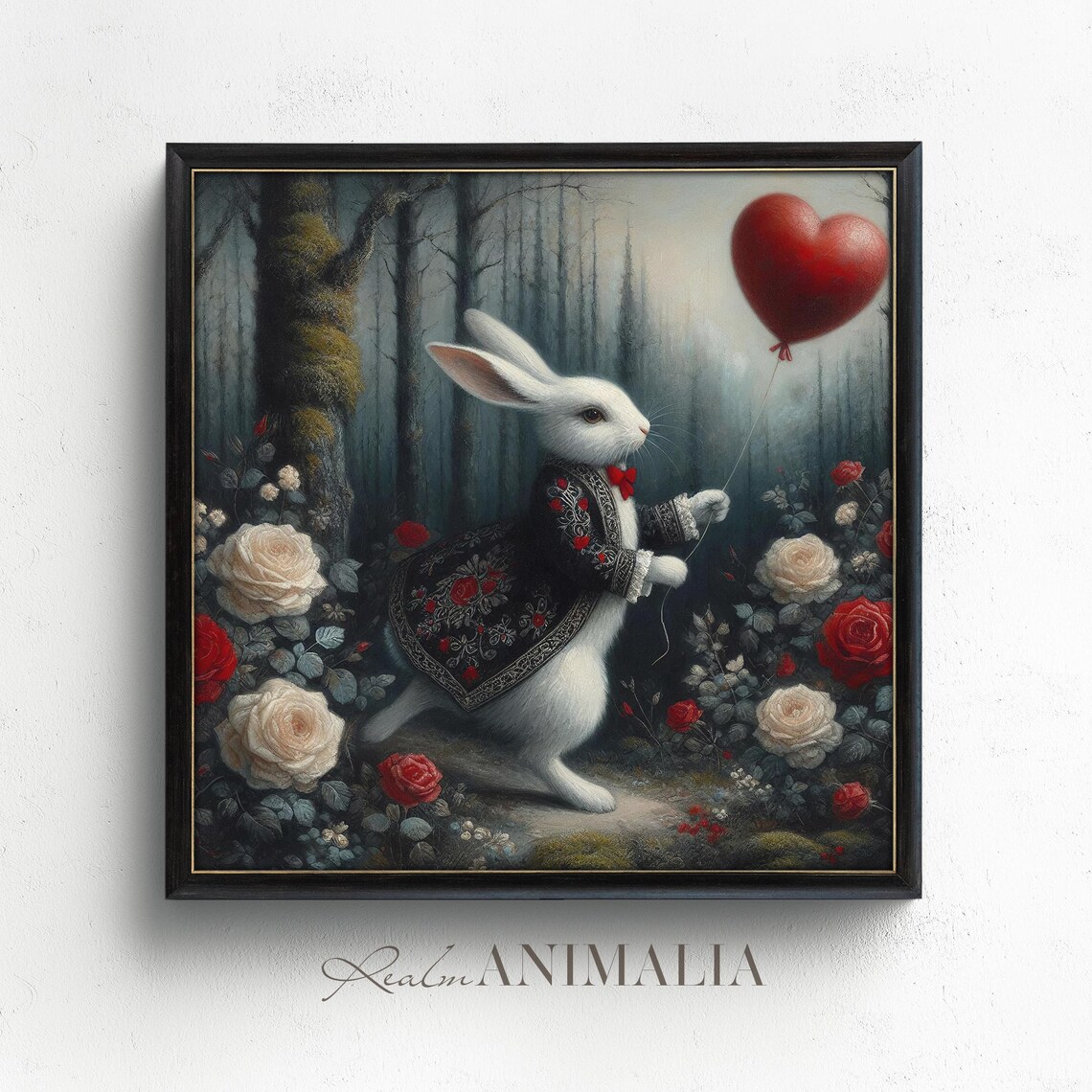 White Rabbit Valentine Storybook Art Print - Image 4