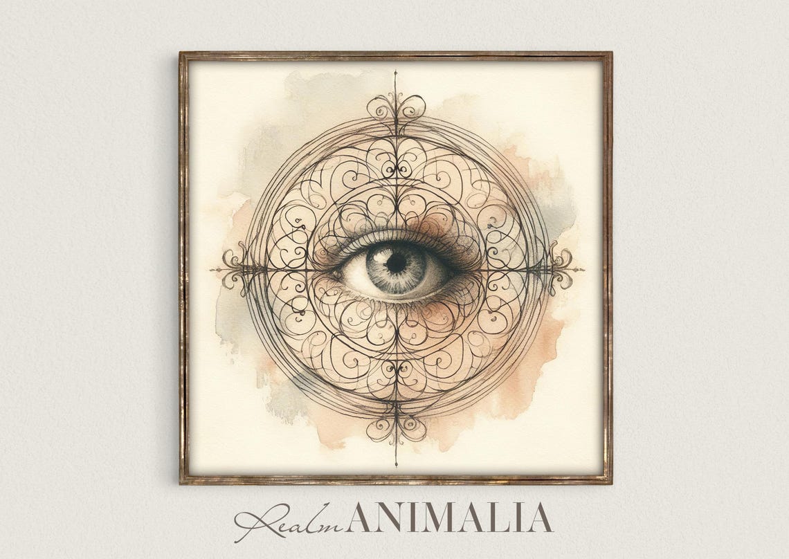 Victorian Lovers Eye In Ornate Filigree Circle Sepia Art Poster